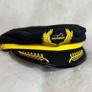 Southwest Airlines Black Kids Embroidered Pilot Hat Costume Party Dress Up